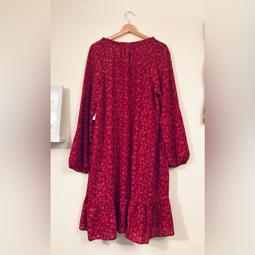 NWTS Old Navy Red Floral Dress Comfy Cottagecore Dress Women’s Size XL Tall - Picture 2 of 8